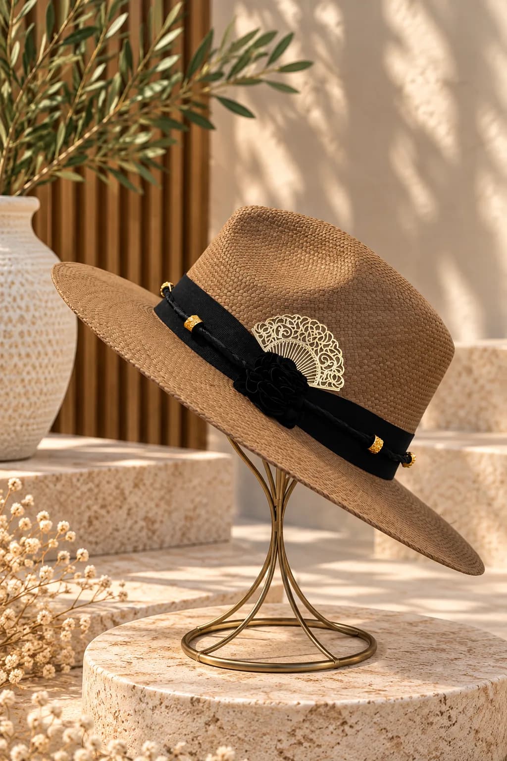 Camel Black Rose Fedora — studio photo